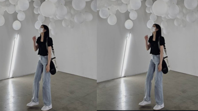 OOTD Celana Jeans Kim Minju (instagram.com/minn._.ju)