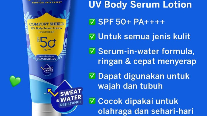 Carasun Comfort Shield UV Body Serum Lotion SPF 50+ PA++++(instagram/carasun.id)