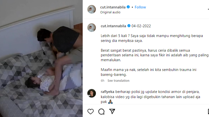 Armor Toreador KDRT Cut Intan Nabila di depan anak (Instagram/cut.intannabila)