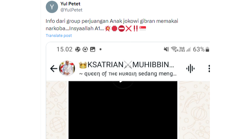 Rumor Gibran sempat tertangkap karena narkoba (Twitter)