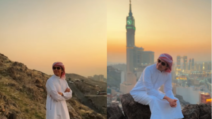 Potret Dude Harlino Menikmati Sunset di Jabal Khandamah.