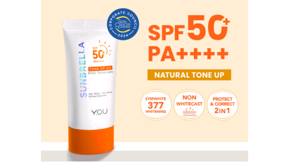 Y.O.U Sunbrella Tone Up UV Elixir SPF 50+ (Shopee/YOU Beauty Official Store)