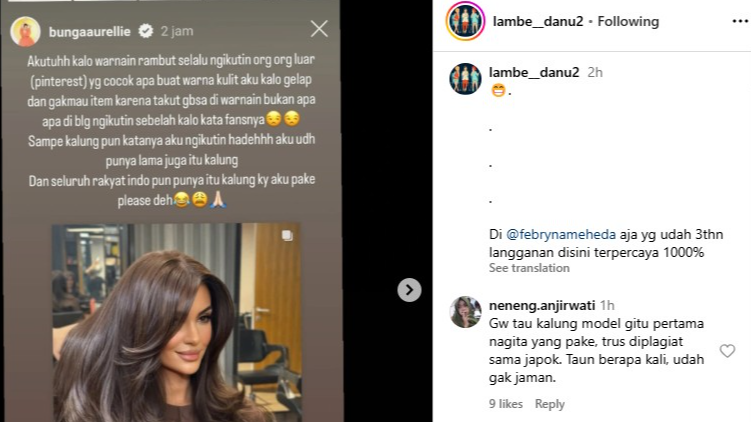 Bunga Aurelie geram dituding tiru gaya Fuji. (Instagram)