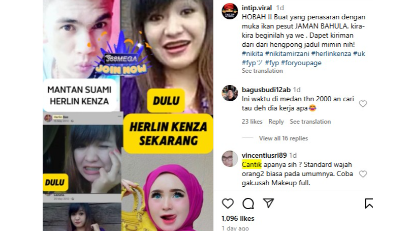 Potret dulu Herlin Kenza. (Instagram)