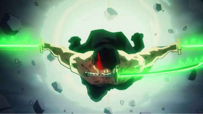 potret Roronoa Zoro saat sedang bertarung melawan King dalam anime One Piece (onepiece.fandom.com)