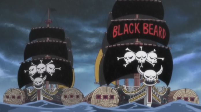 kapal Saber of Xebec yang dipakai oleh Marshall D. Teach aka. Blackbeard untuk berlayar bersama Heart Pirates dalam anime One Piece (onepiece.fandom.com)