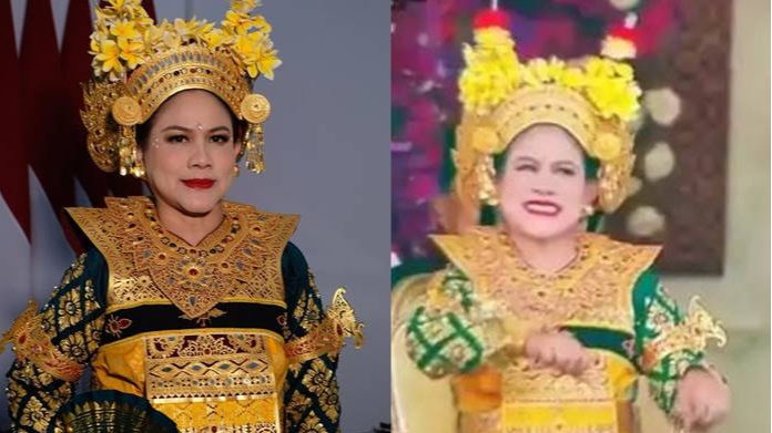 Ibu Negara Iriana mengenakan busana adat penari Bali (Instagram/@bennusorumba - Twitter)