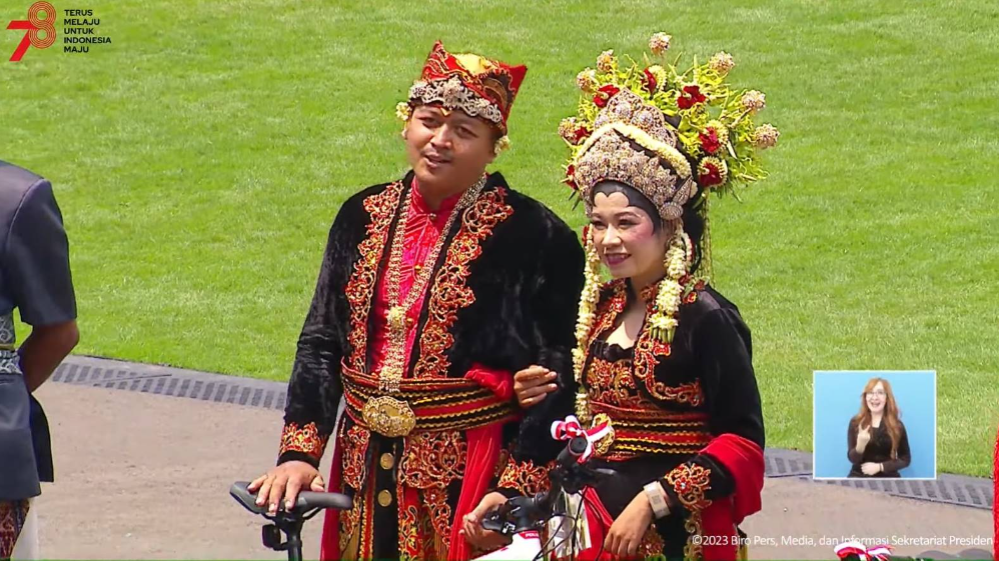 Pakaian Pengantin Banyuwangi jadi lima busana terbaik di HUT RI ke-78 (YouTube Sekretariat Presiden)